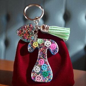 Colorful Glitter Mushroom Keychain